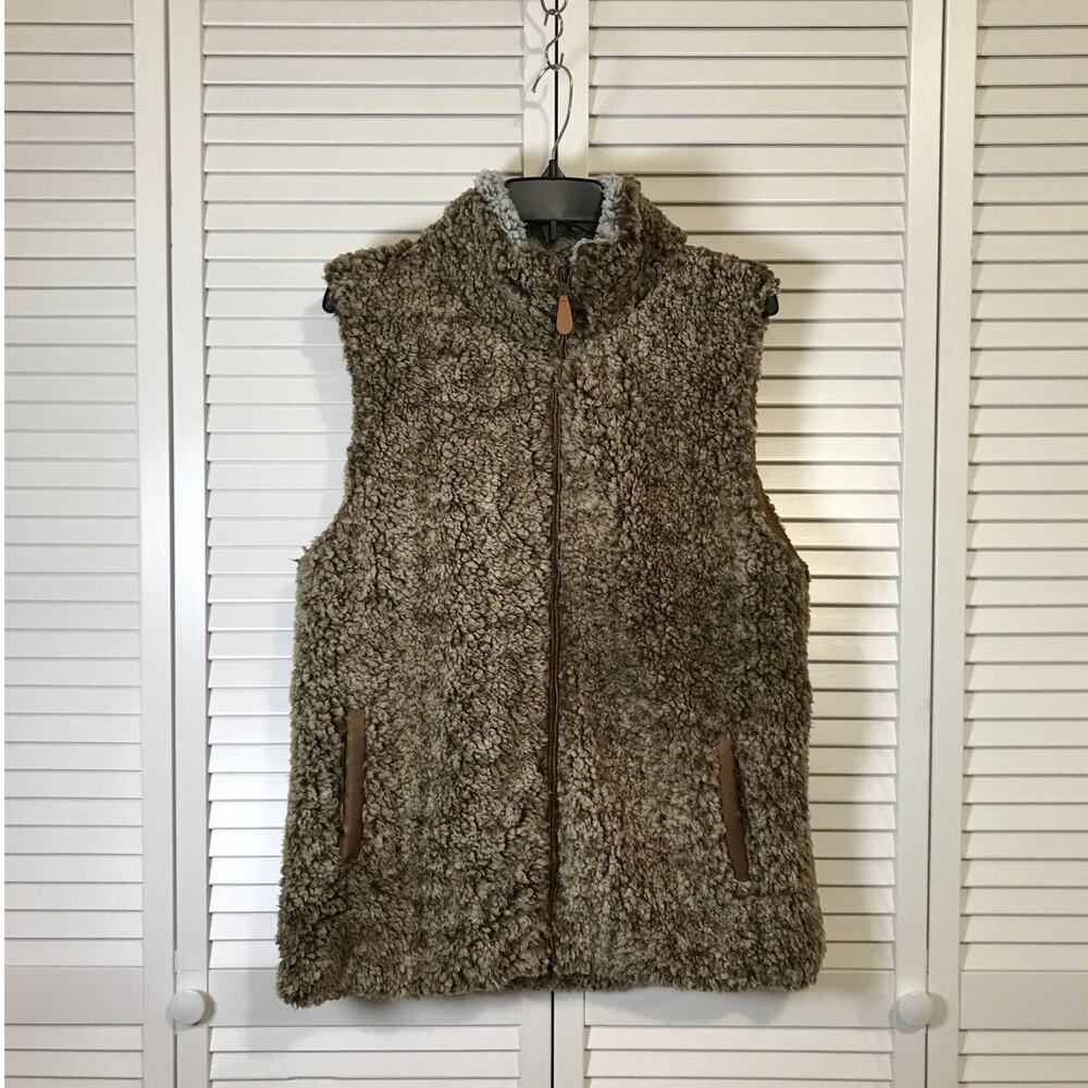 Prissy Jane Faux Fur Brown High Neck Sleeveless Vest Jacket XL
